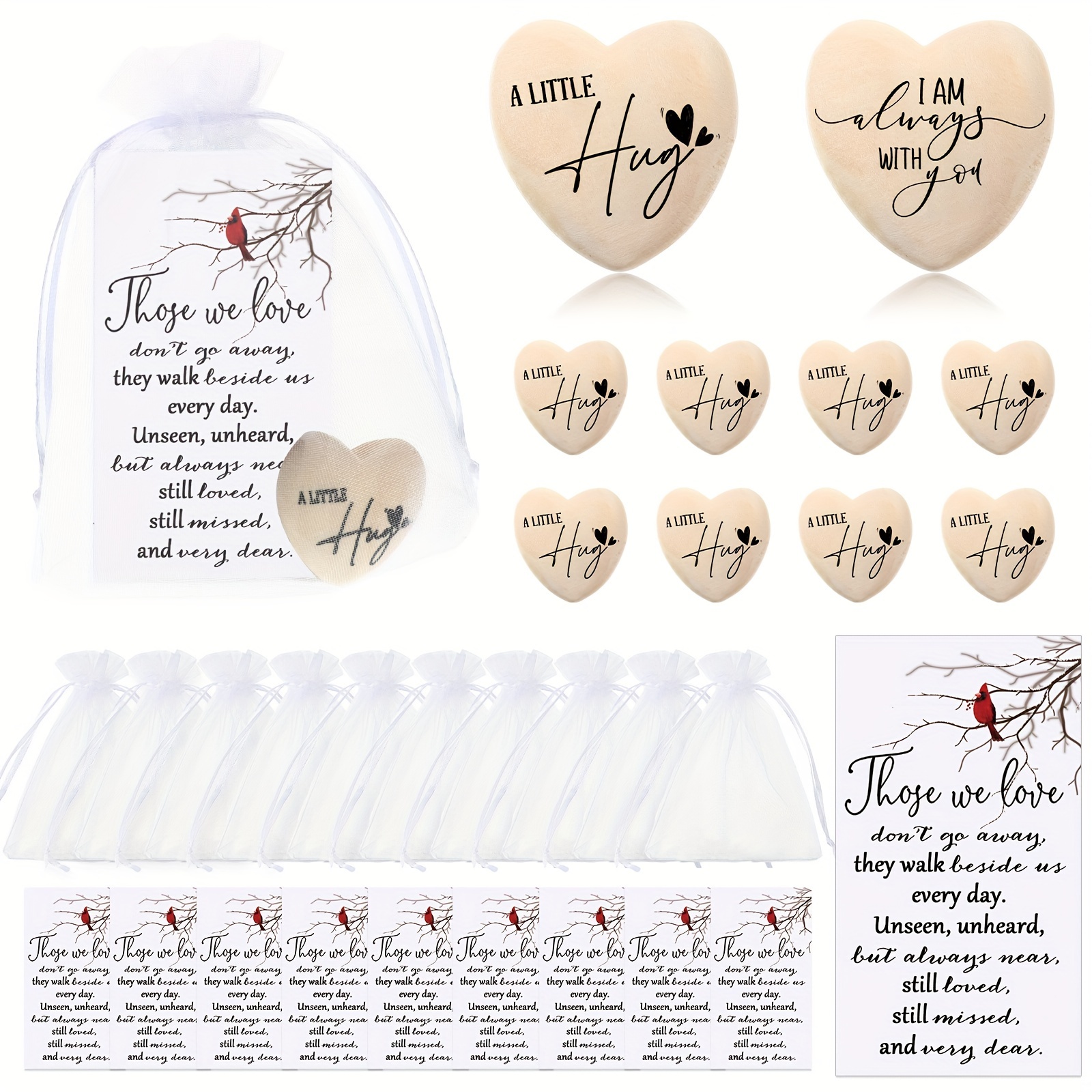 

Sets Memorial Pocket Hug Token Keepsake Charms Bulk For Family Funeral Gift With Organza Bags And Greeting Cards Church Favors