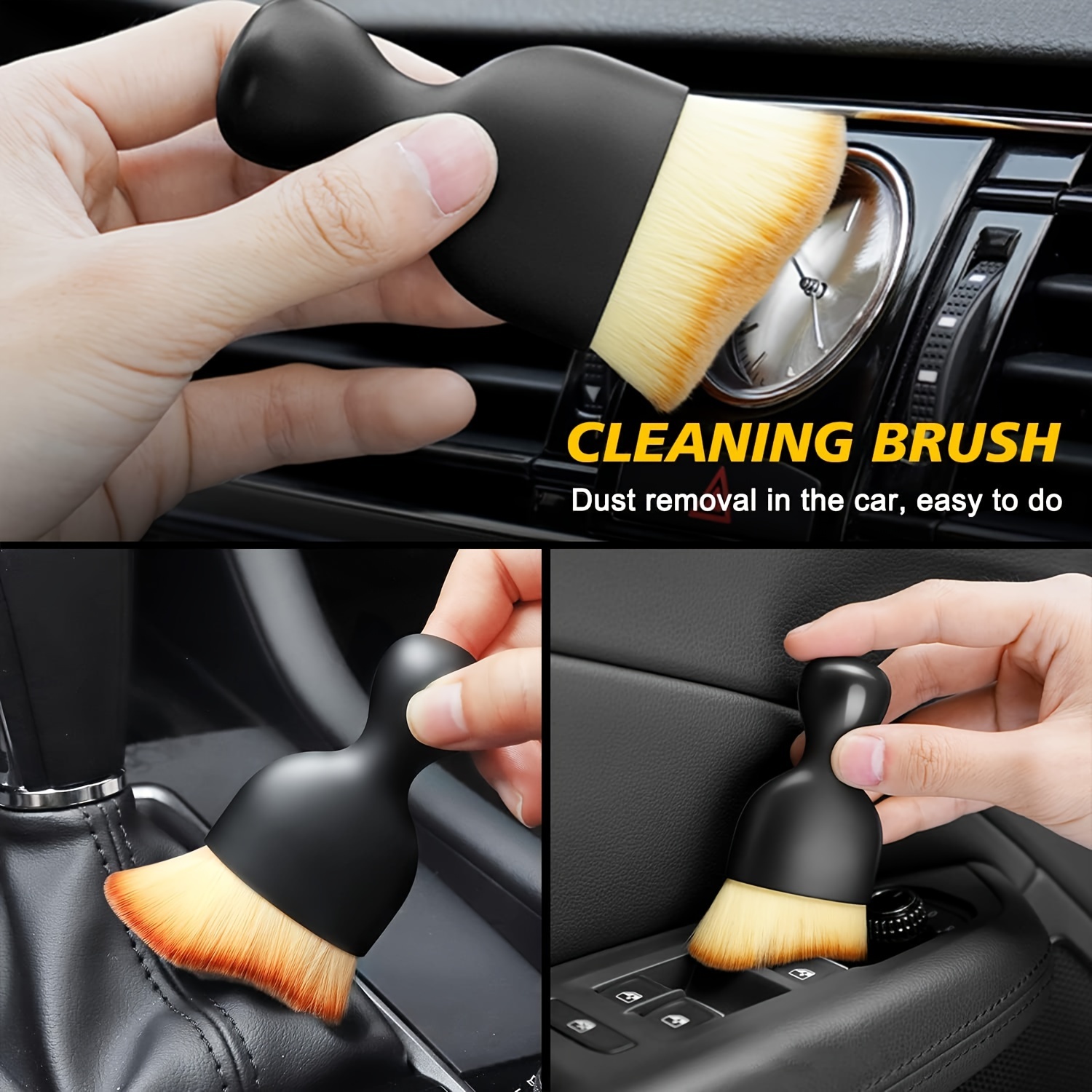 1pc Car Crevice Dusting Brush, Car Interior Short Lint Cleaning Brush, Car Cleaning Air Conditioning Vent Cleaning Brush, Clean Your Car's Interior With This Soft Brush And Shell Car Crevice Dusting Tool For Restaurant