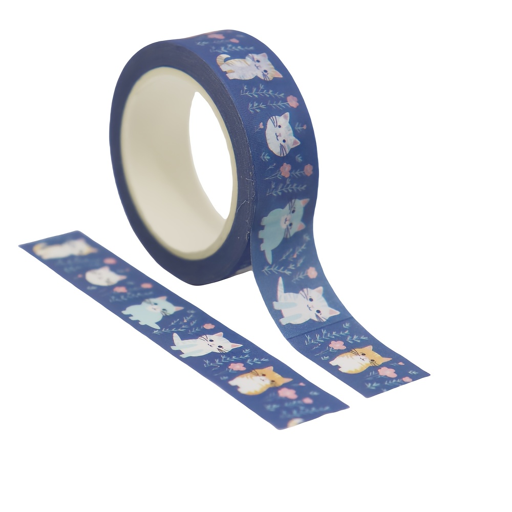 1 Roll Of Spring-themed Washi Tape, Length 393.7 Inches, Width 15mm - Kitten And , Suitable For Scrapbooks, Diy Crafts, Stationery And Gift Packaging