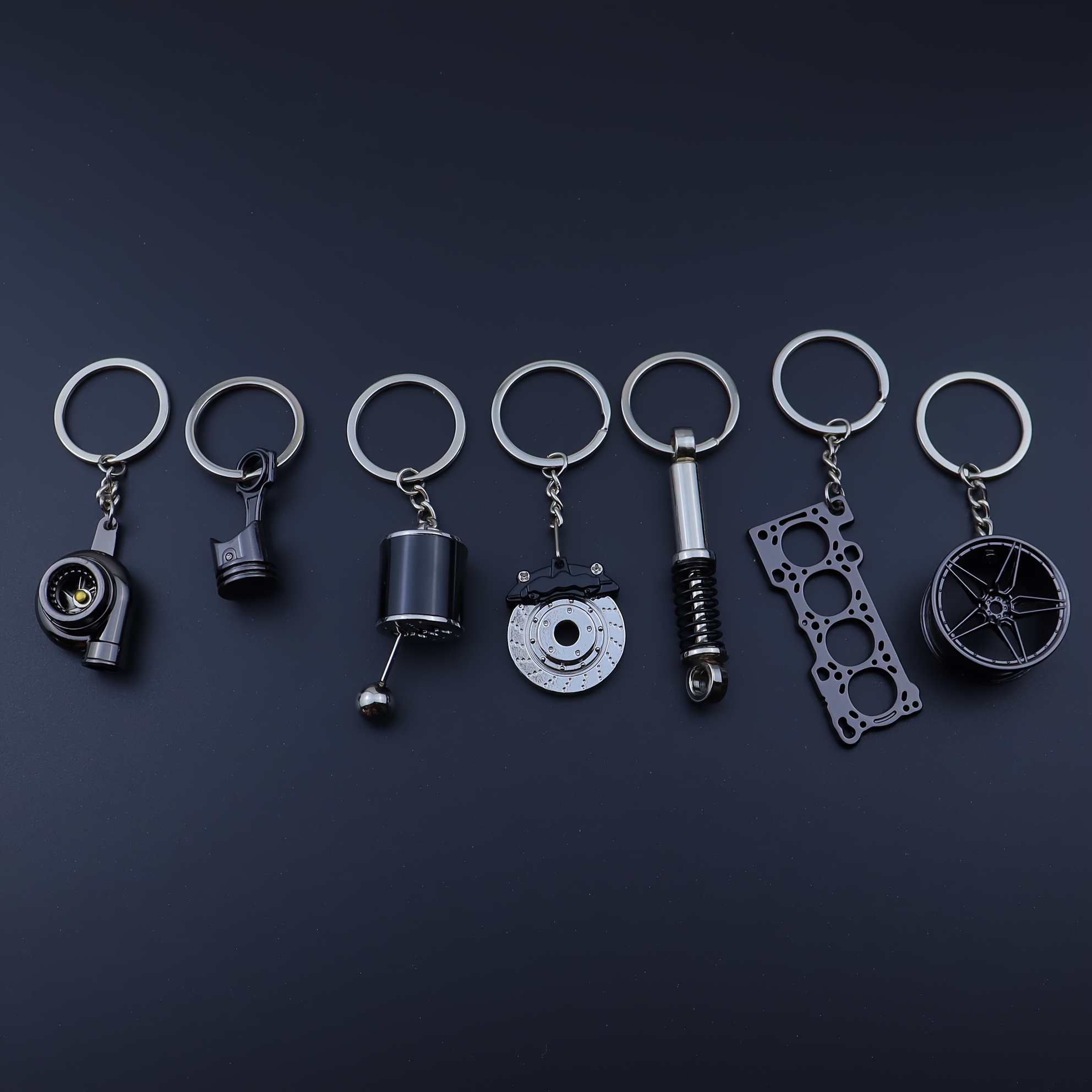 TEMU Ensemble de -clés créatifs pour la modification de voiture, comprenant des porte-clés uniques de , de turbos, de roues, de leviers de vitesse,