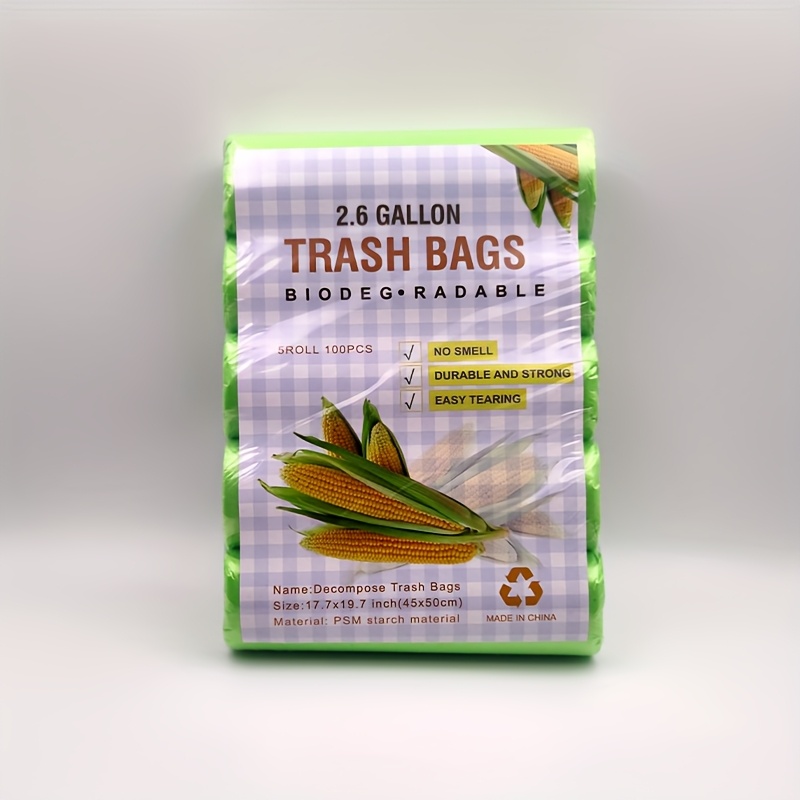 100pcs 5 rolls 10l gabapcs 10l trash bag plant based garbage bags tear resistant garbage bag