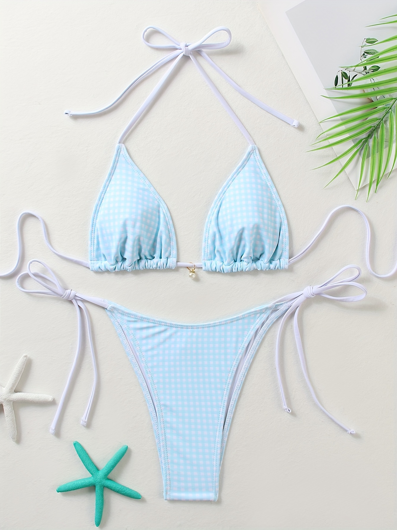 New Multi-Color Bikini 2024 Summer Tie-Up Halter Neck Sexy Triangle Swimsuit for Women