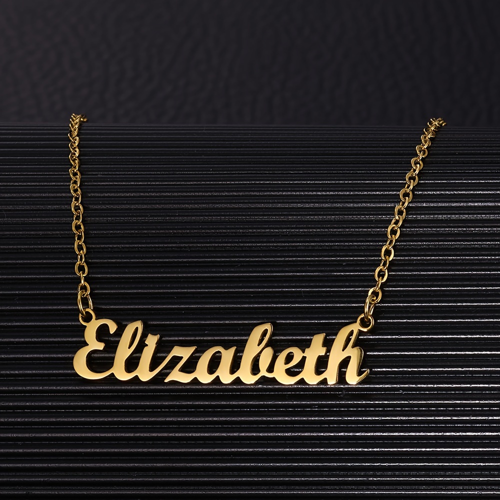 TEMU Personalized Custom Name Necklace - Golden Cursive Script On Delicate Chain, Elegant Minimalist Unisex Jewelry For Casual Attire & Gift , Versatile Accessory