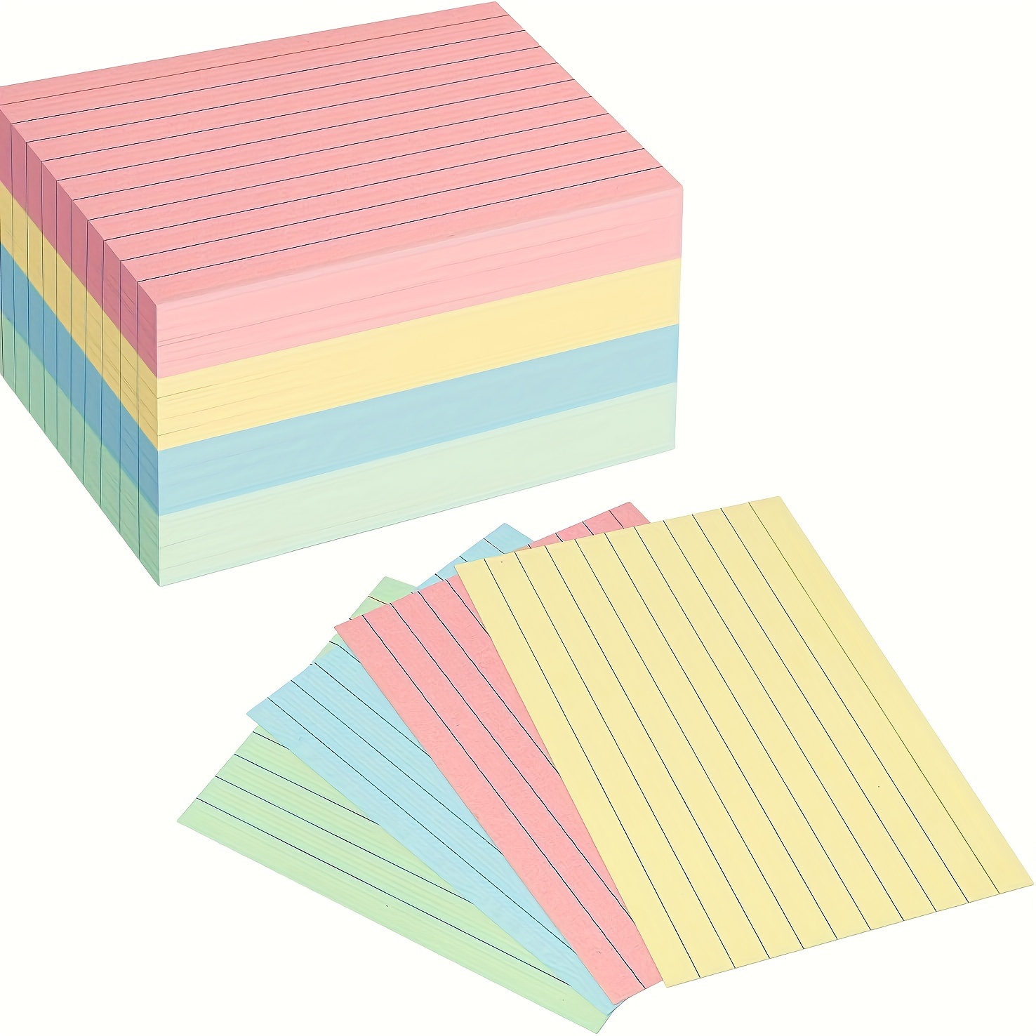 400pcs Colorful 4x6 Index Cards Horizontal Grid-400pcs Horizontal Grid Note Cards 4x6 Colorful Flashcards, Suitable for Learning, Note-taking, * List