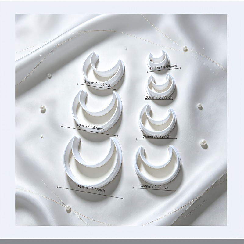 TEMU 7pcs Set Of Large, Medium, And Small Crescent Soft Clay Earring Cutting Dies, Shaped Polymer Clay Cutting Molds, Diy Handmade Jewelry Tools