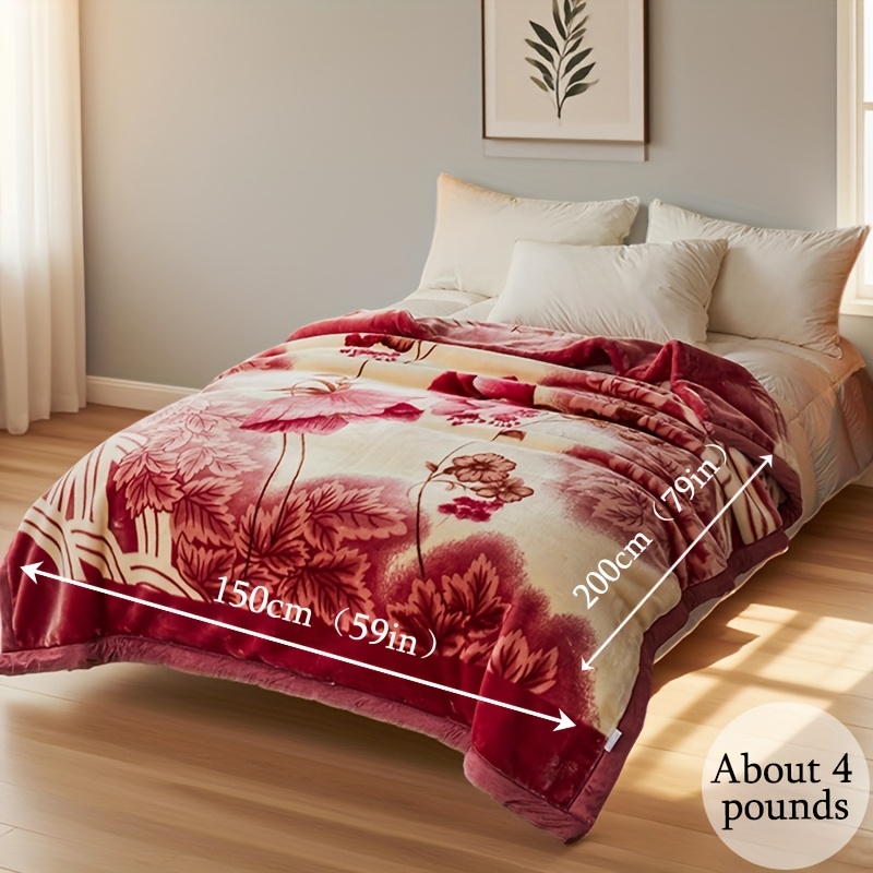 1pc warm plush blanket,   polyester throw with classic   - lightweight, fluffy & machine washable for bedroom, sofa, dorm, and outdoor use;     Product details 2
