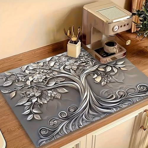 silver plant stove cover protector heat resistant kitchen countertop mat 28 46x20 59 inch non slip washer dryer pad scratch proof easy decor