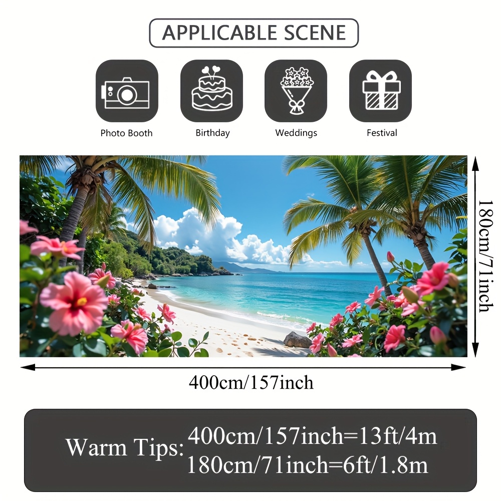 TEMU 1 bannière hawaïenne de plage imprimée en 2D, de fleurs éclatantes, conçue pour de garage. Cette grande housse en tissu sur le thème vintage des