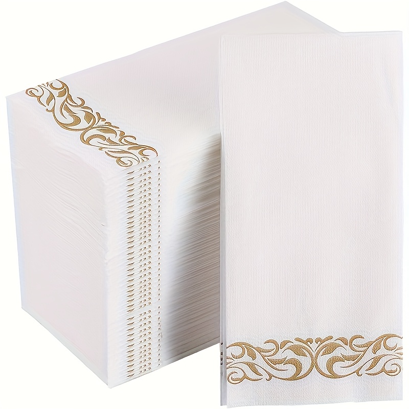 E-shop 25 Stück goldene, silberne roségoldene Einweg-Papierservietten, 1-lagige Speiseservietten mit Leinenstruktur, geeignet für Partys, Weihnachten,
