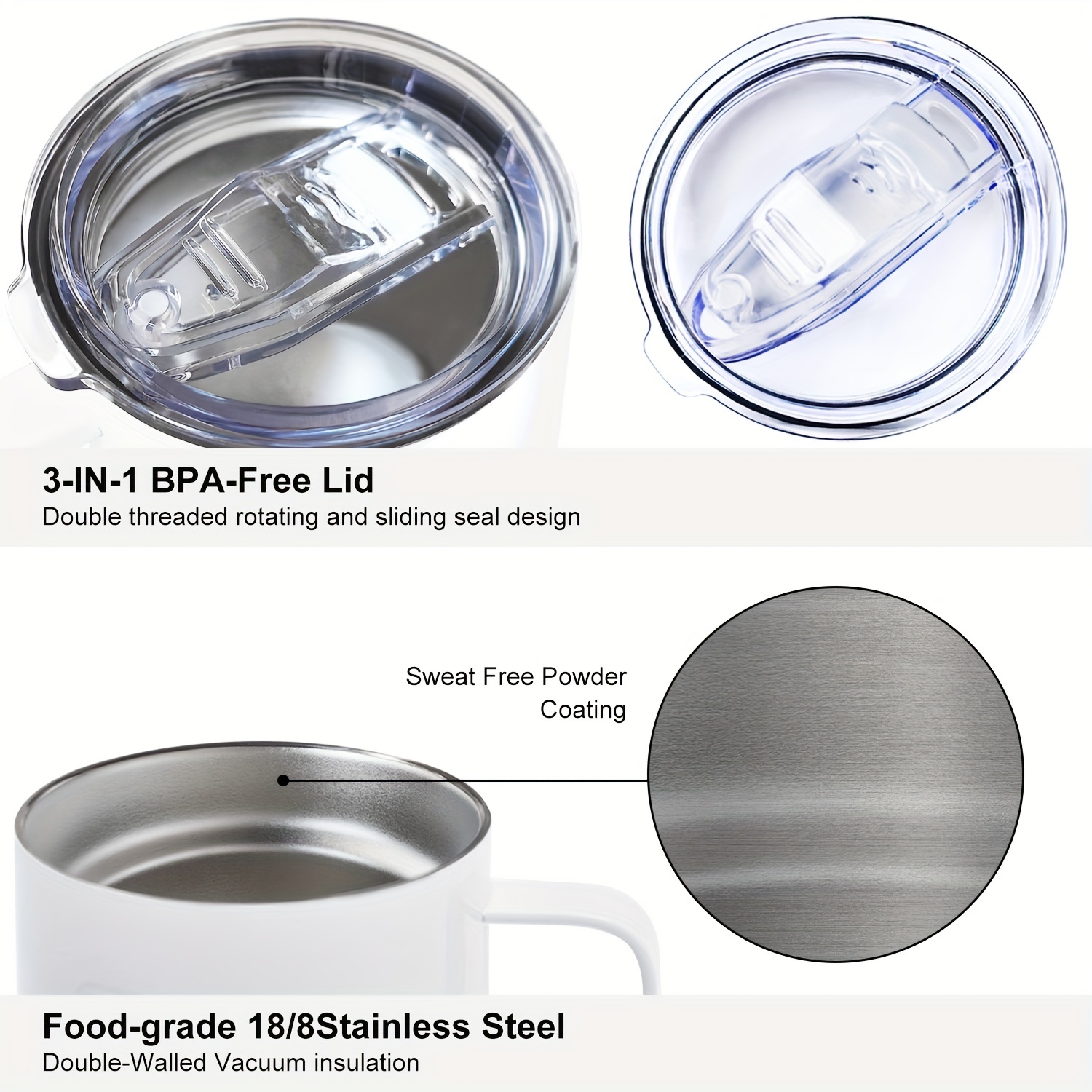 Stainless Mug Lid Leak Proof Reusable Cup Bpa Temu