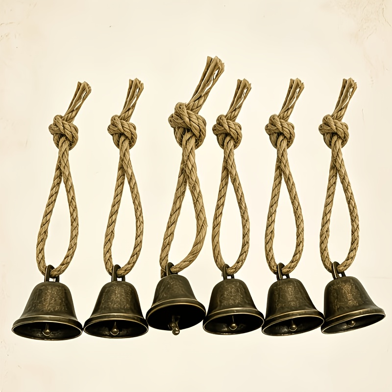 TEMU 6pcs Vintage Loud Cowbell Set With Lanyard, And Metal Bells, Perfectly Suitable For Christmas, Halloween, Easter, And Thanksgiving Decorations,