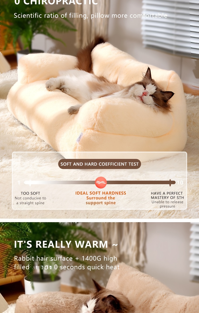 cozy gray cat sofa bed detachable washable polyester pet bed with plush pearl filling 55x38x20cm soft and hard   tested ideal for   cat bed sofa Product details 8