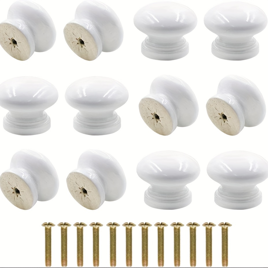 

12/24pcs Drawer Knobs - Wooden Cabinet Handles With Installation Screws - Suitable For Drawers, Dressers, And Cabinets - Unfinished, Wood