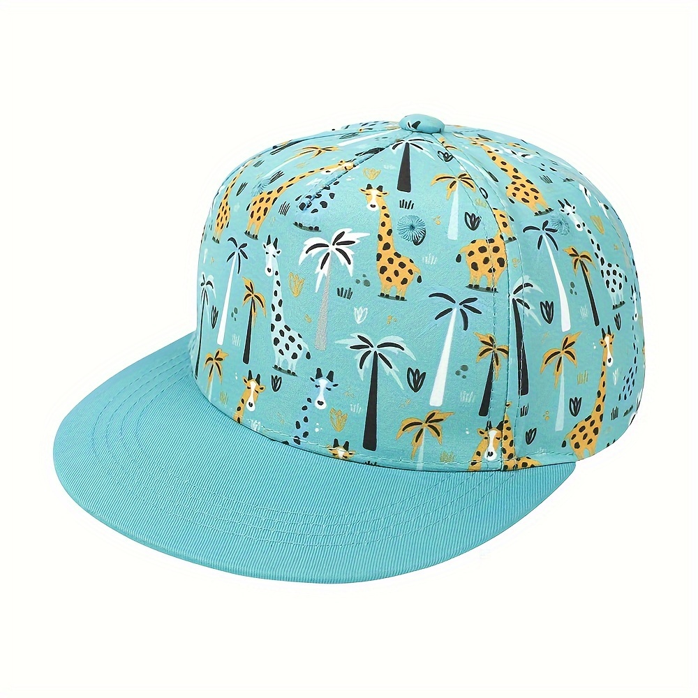 1pc Children's Trendy Hip-Hop Flat-Brim Baseball Baseball Hat, Dad Hats for Boys and Girls, Cartoon Printed Hat,Temu