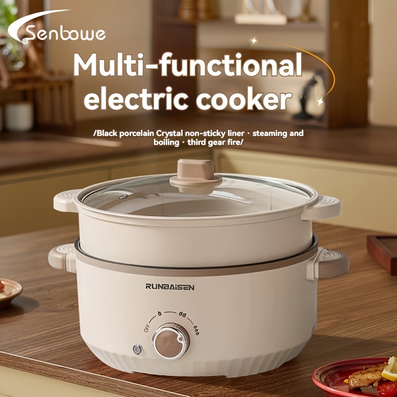   3l multi functional electric cooker non stick hot pot   with 3rd peeling   non stick boiling plate anti   handle   steamer   eu plug 220 240v for home office party dorm electric stove for cooking home kitchen appliance sleek kitchen gadget durable construction versatile   chefs