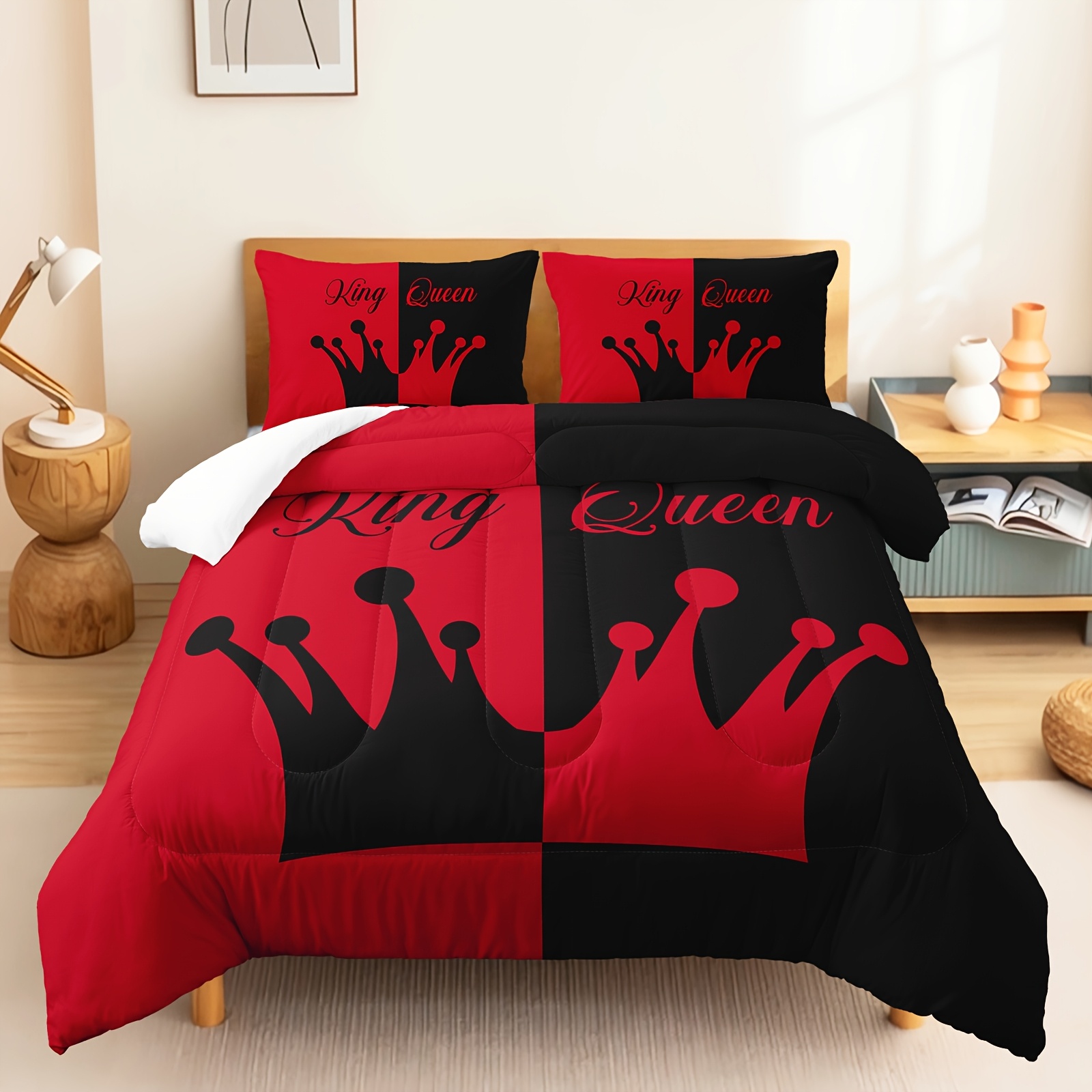 3pcs   comforter set queen size   comforter couple bedding for women husband wife mr mrs heart shape quilt with 2 pillowcases Product details 1