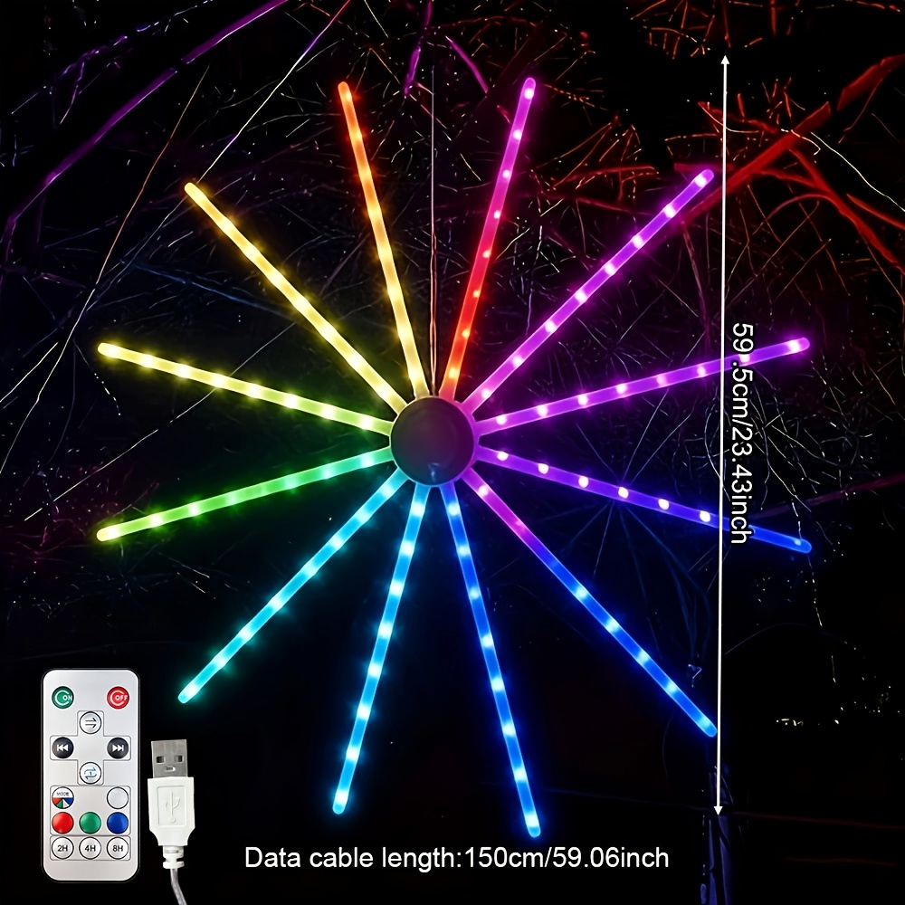 TEMU 1pc Of Colorful Fan Light, Usb Windmill Light, With Light Self-rotating Function, Remote Control (2aa Batteries). Led Light Strip, Holiday