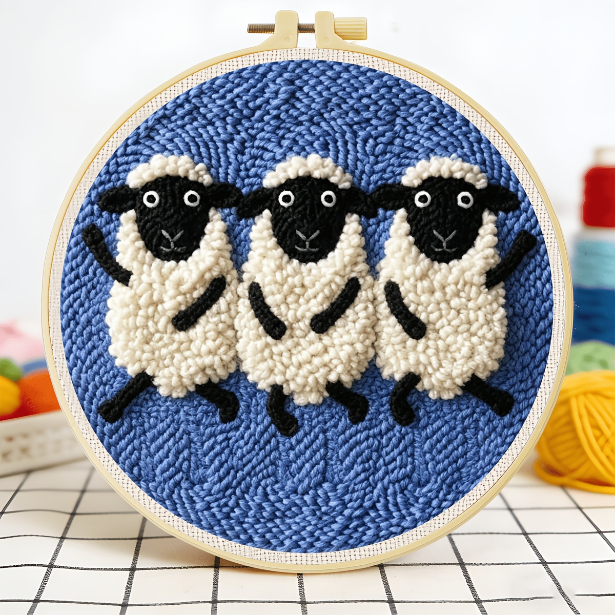 TEMU Jozysh Punch Needle Set, Pattern Yarn Embroidery Kit Suitable For Beginners, Includes Patterns And Instructions, Easy Manual Decoration Gift,