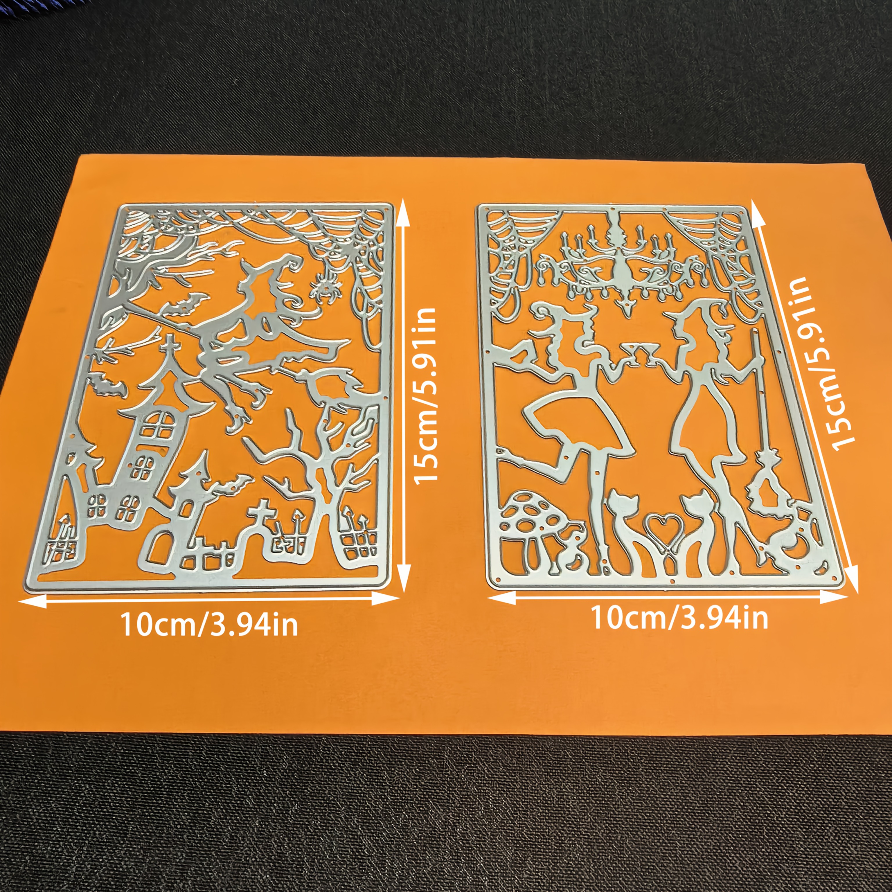 TEMU 2pcs/set Halloween Metal Dies, Is Greeting Card Decorations, Diy Album Embossing Stencil, Handmade Greeting Card Metal Die Cut, And Gift Card