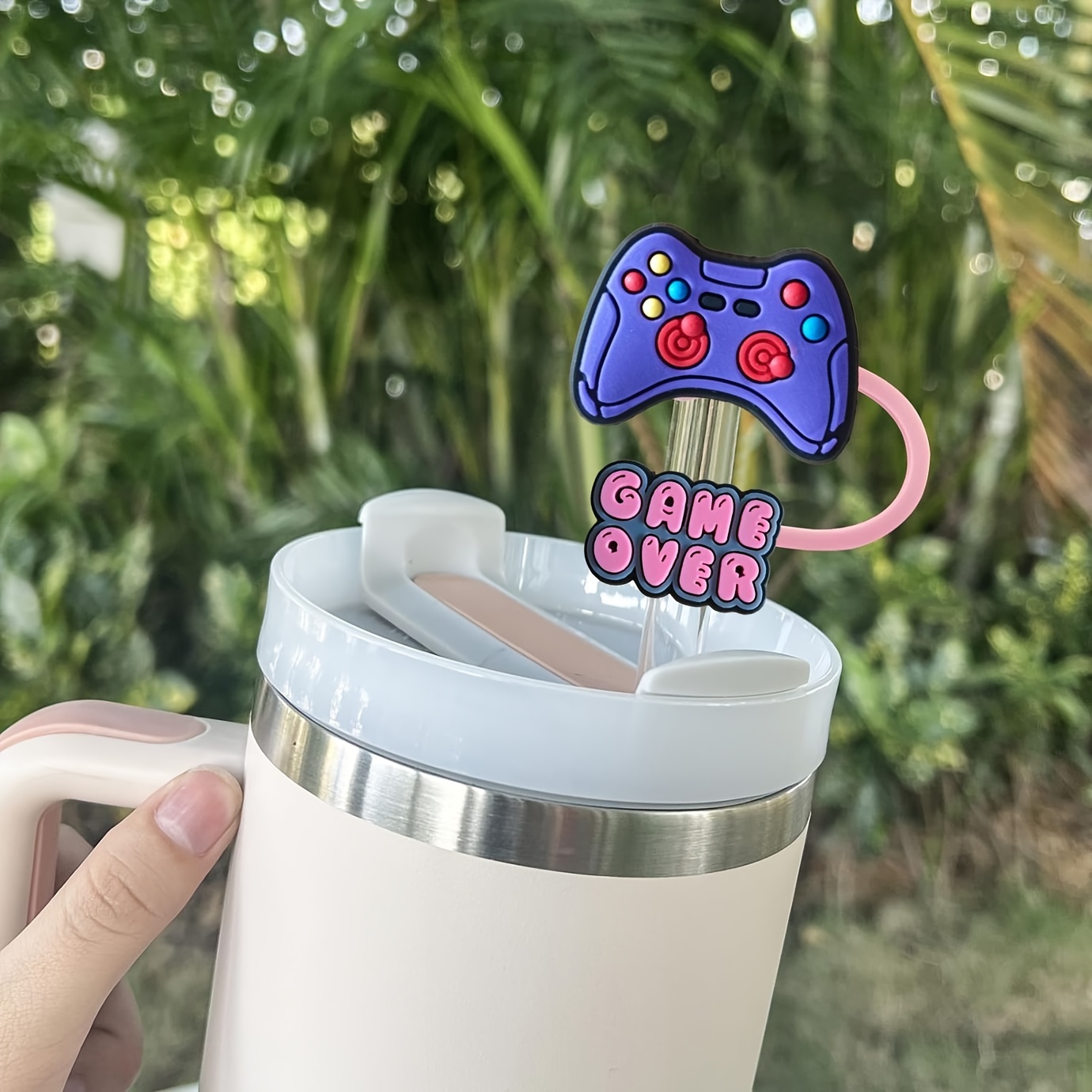 4 7pcs game series straw cover cap cup 8mm game - Temu