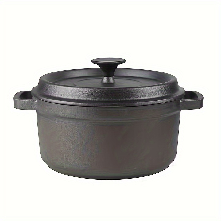 cast iron dutch oven with lid pre   2 in 1 multi use   and   non stick oven safe cookware for   braising and frying compatible with induction cooktops details 6