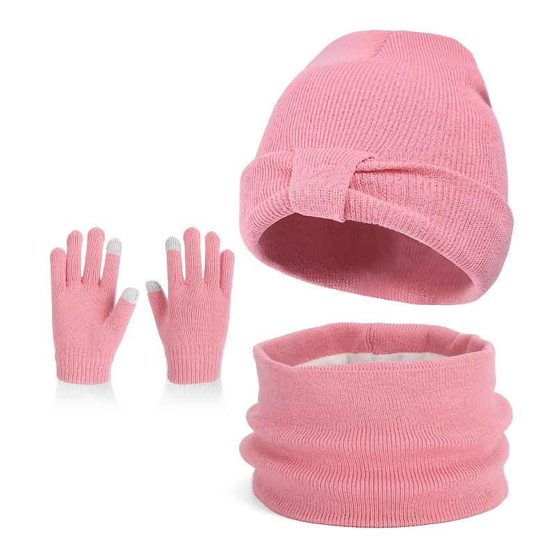 Kids' Autumn/Winter Hat, Gloves, and Scarf 3pcs Set