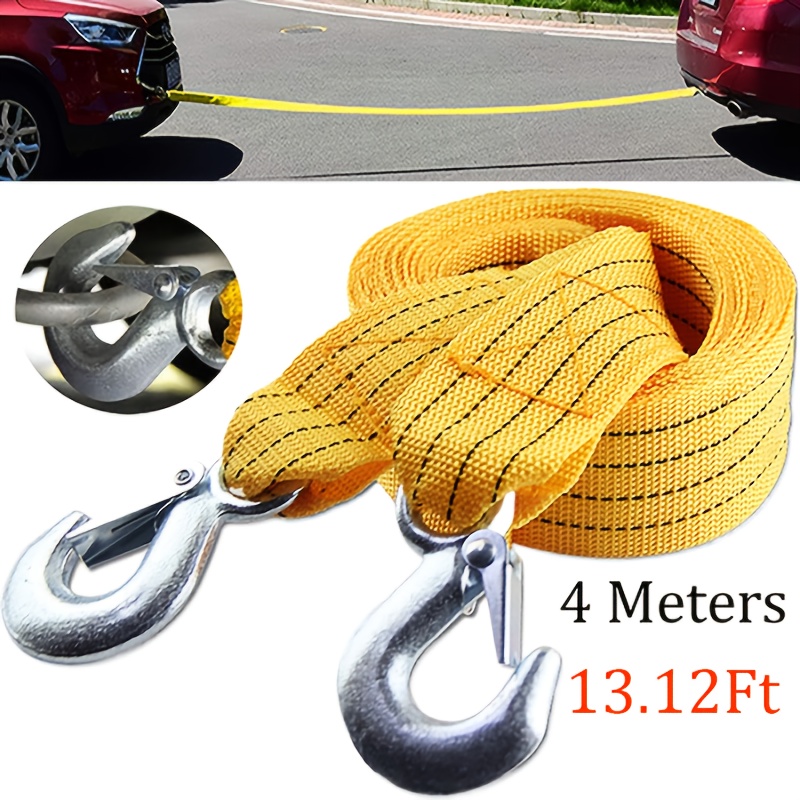 TEMU 4m Heavy-duty Emergency Tow Rope With Sturdy Eagle Hook, Over 120 Lbs Tensile Strength, Durable And Flexible, Suitable For Vehicles, Camping, And , Construction, High-strength Material