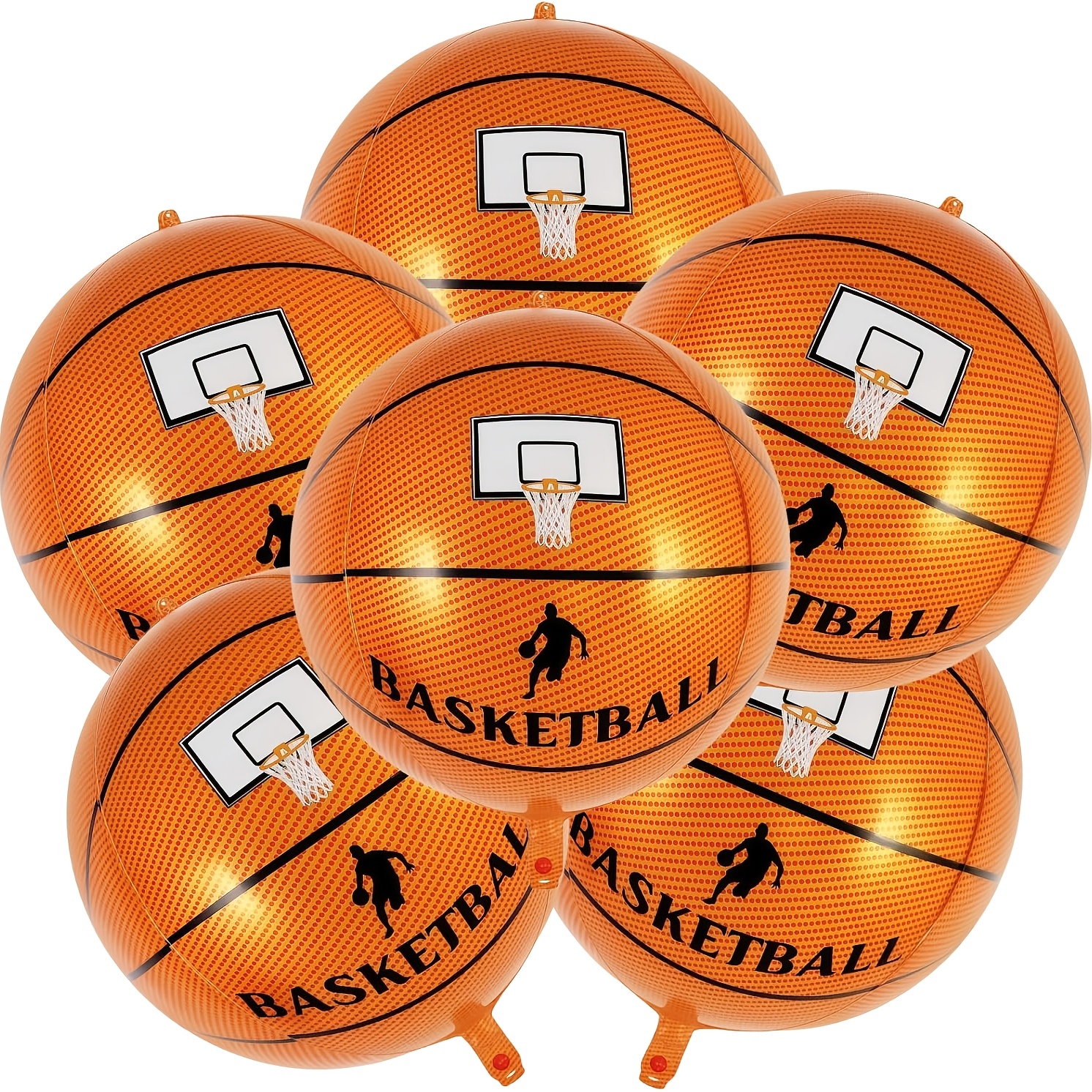 Image of 6pcs 22 Inch 4d Round Shaped Basketball Balloons For Sports Theme Party Decoration