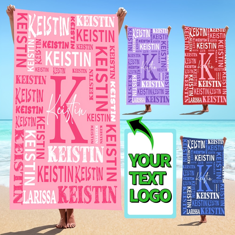 

Custom Name Beach Towel - , Quick-dry Polyester, Ideal For Swimming, Camping & Travel - , Low Lint, Machine Washable, Personalized, Beach Towel