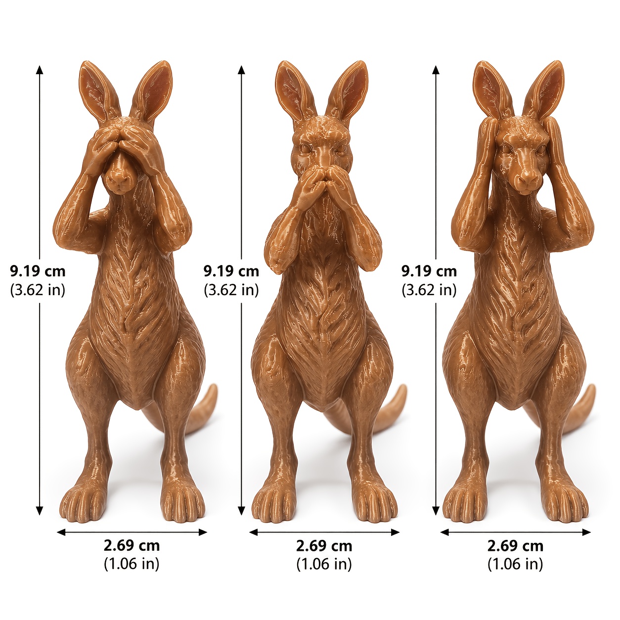 TEMU 3pcs, Nordic Style Kangaroo Don't Listen Don't Speak 3pcs Sculpture Ornament Set, 3 Displaying Hand Of Covering Eyes, Covering Mouth, And