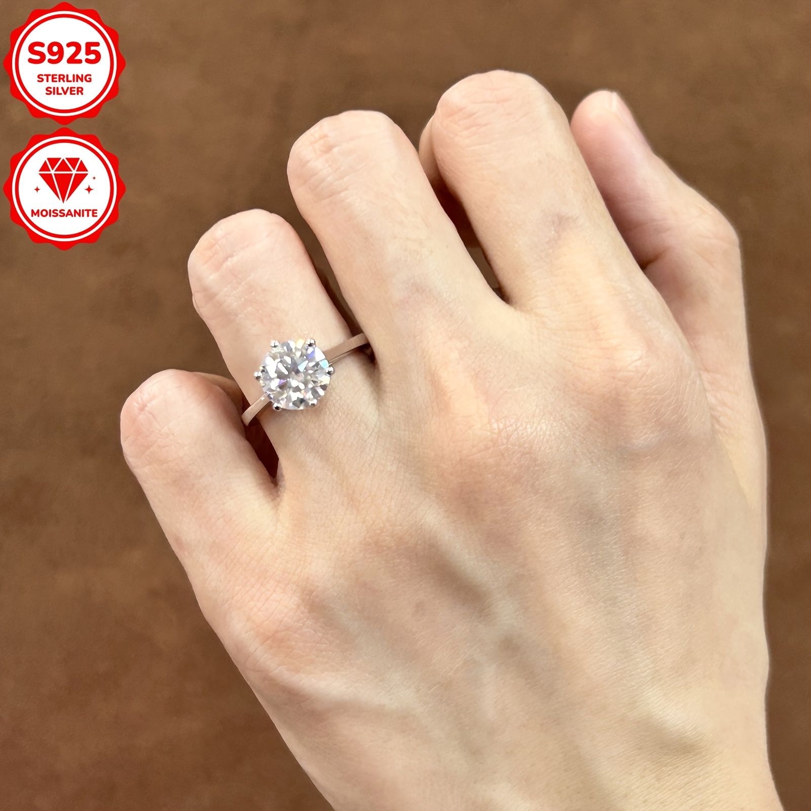 925 Silver Moissanite Engagement Ring 4ct Wedding Bride Anniversary Gift