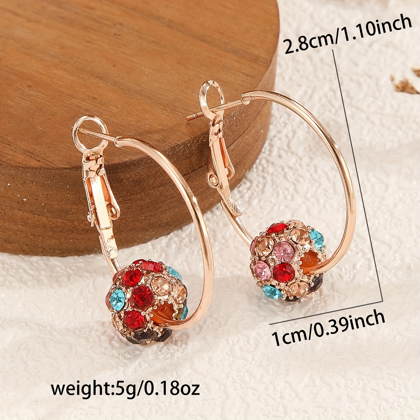 Colorful Rhinestone Round Earrings