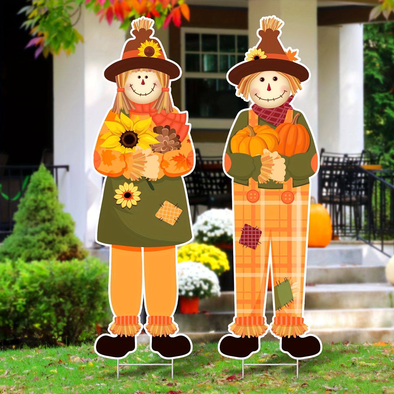 

Fall Outdoor Decorations 2 Pcs Thanksgiving Yard Signs With Stakes Porch Decorations Decor For Thanksgiving Autumn, , Garden, Yard Supplies, 32 X 10 Inch