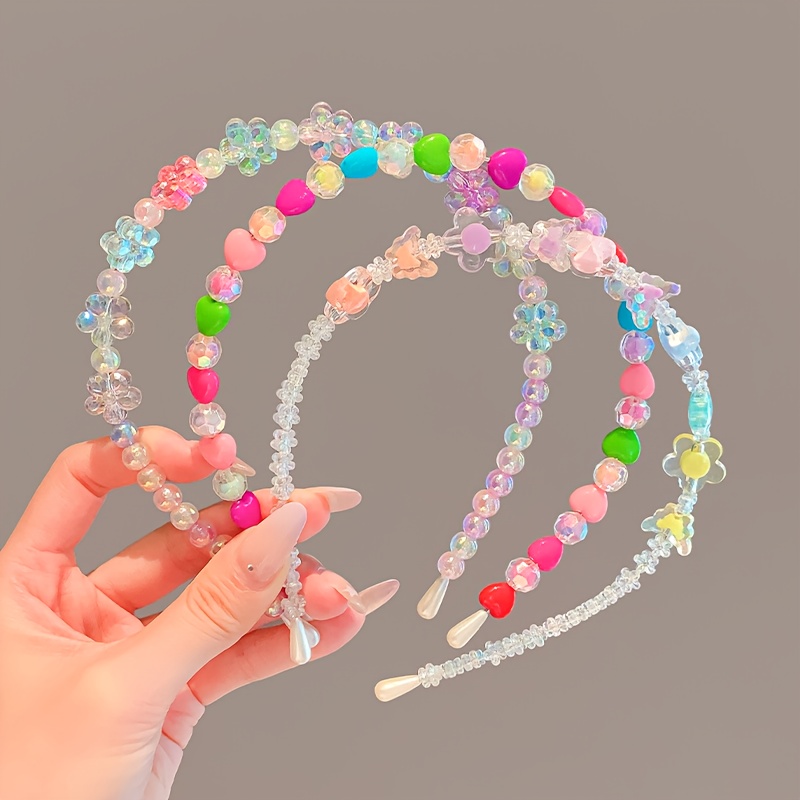 4pcs random color beaded headband set dopamine cartoon cute  display picture 1