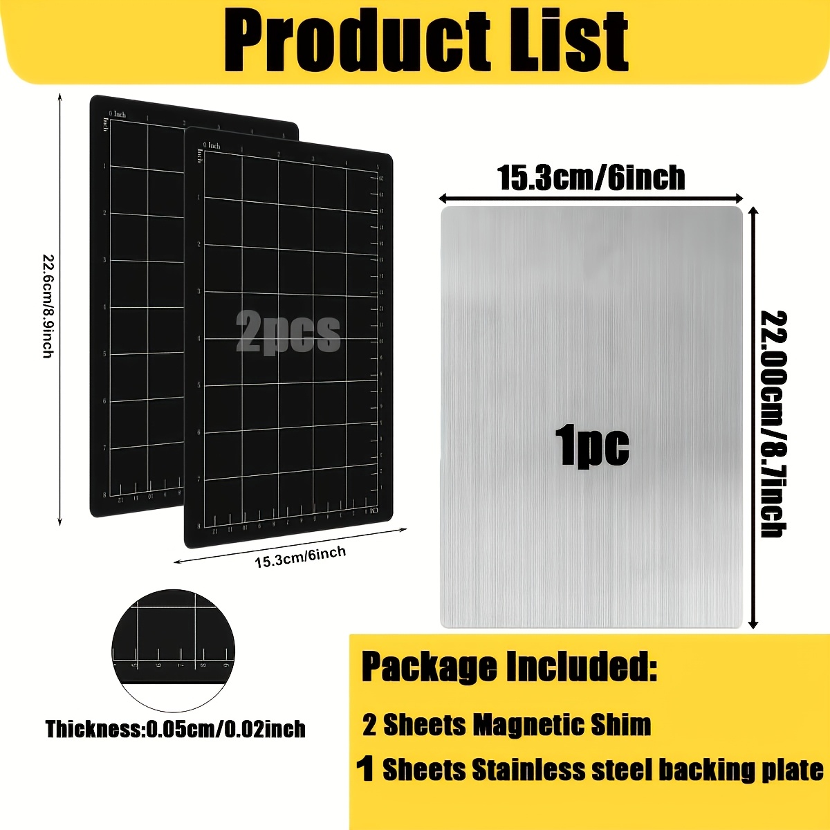 TEMU Kit de tapis de découpe, tapis de découpe et entretoise métallique pour machines de découpe à matrice pour scrapbooking — Inclut 2 tapis