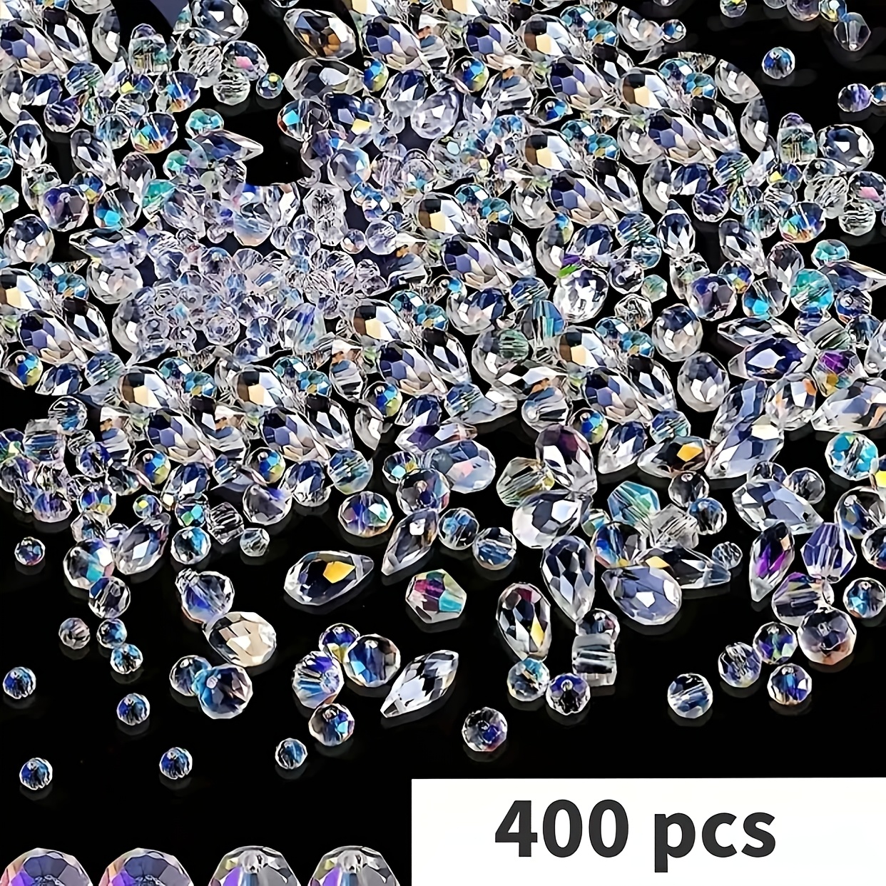 TEMU 200pcs/400pcs/800pcs Ab Color Glass Mixed Loose Beads Different Sizes Jewelry Accessories Suitable For Making Bracelets, Necklaces, Earrings