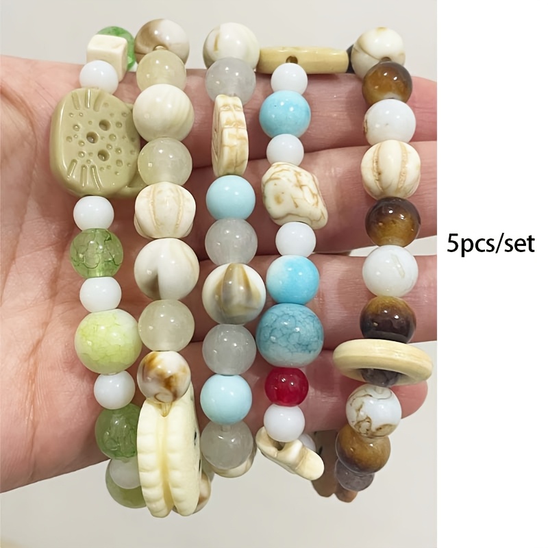 Cat Beaded Bracelet Cute Stone Holiday Gift for Christmas