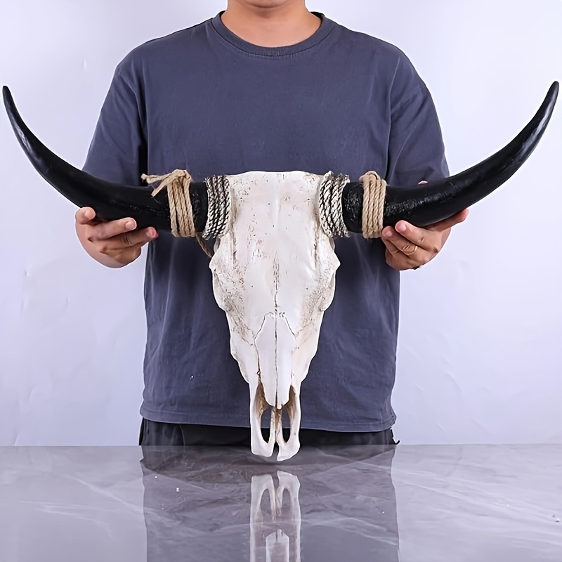 Handcrafted Longhorn Cow Skull Wall Decor - Vintage Farmhouse Style, Perfect for Home & Restaurant Ambiance, Ideal Gift for Holidays