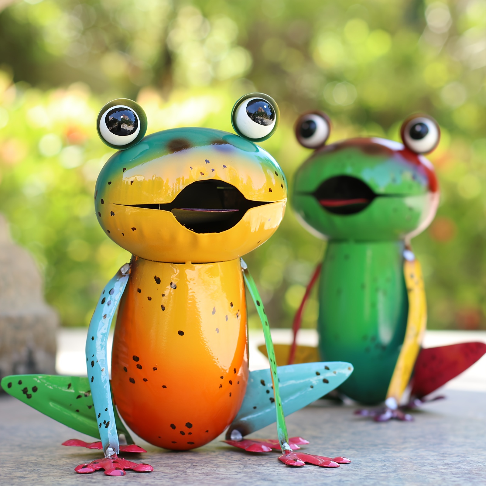 

Metal Yard Art Garden Decor For Outside Cute Frog Lawn Patio Ornaments Backyard Decorations - Set Of 2 (yellow, Green)