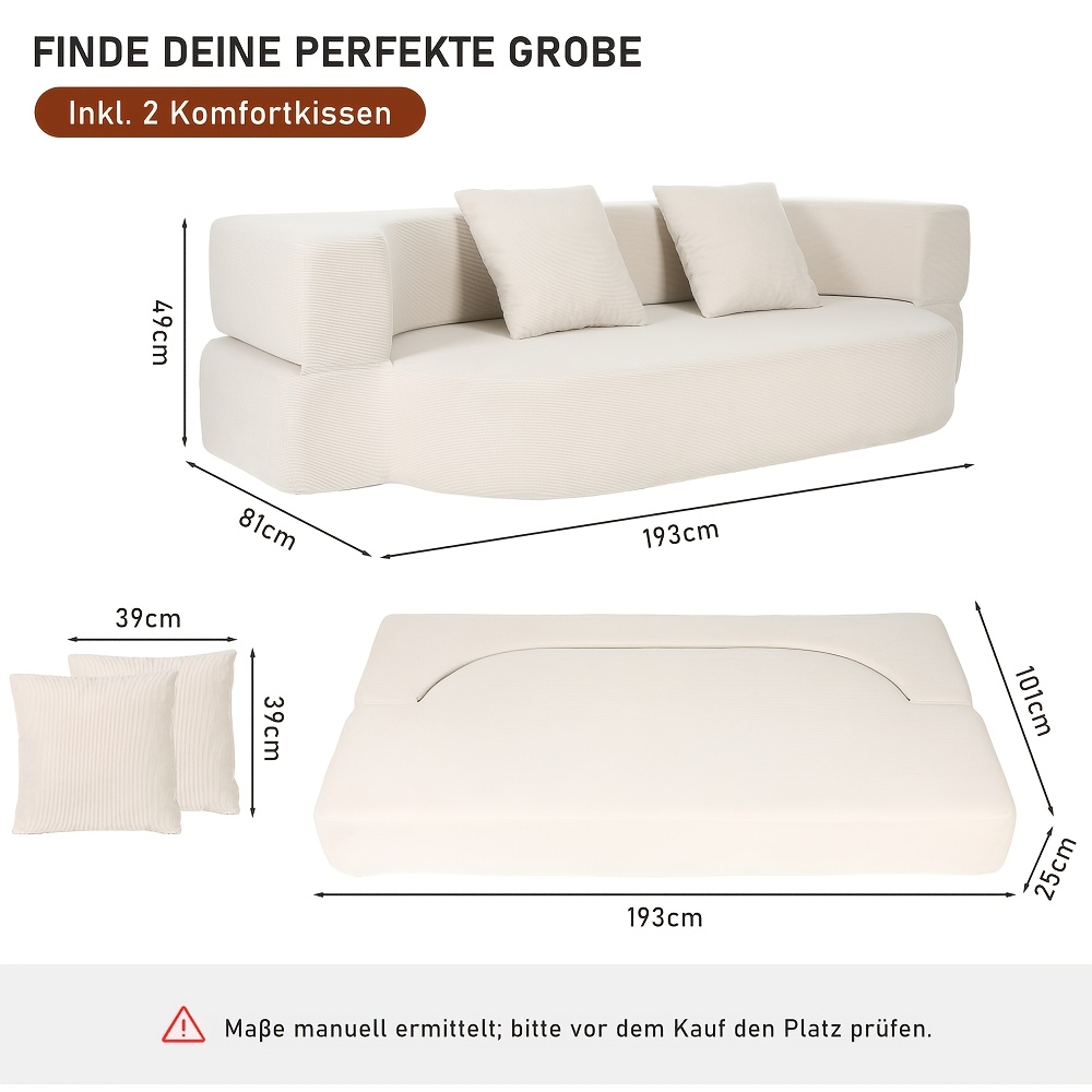 TEMU Fully Compressed Sponge Sofa Non-slip Fabric, Folding Sofa Bed 2 In1 Multi-functional Compressed Sponge Lazy Sofa, Foldable And Dual-use, Nordic