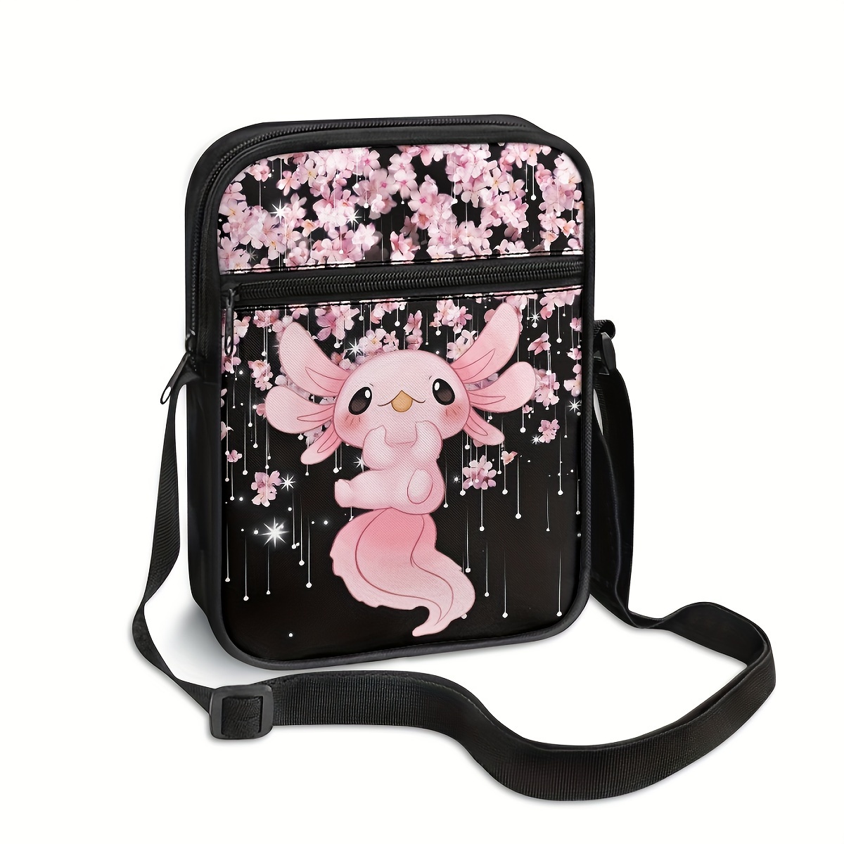 

Axolotl & Cherry Blossom Mini Crossbody Bag - Lightweight, Multi-functional Shoulder Purse For Use