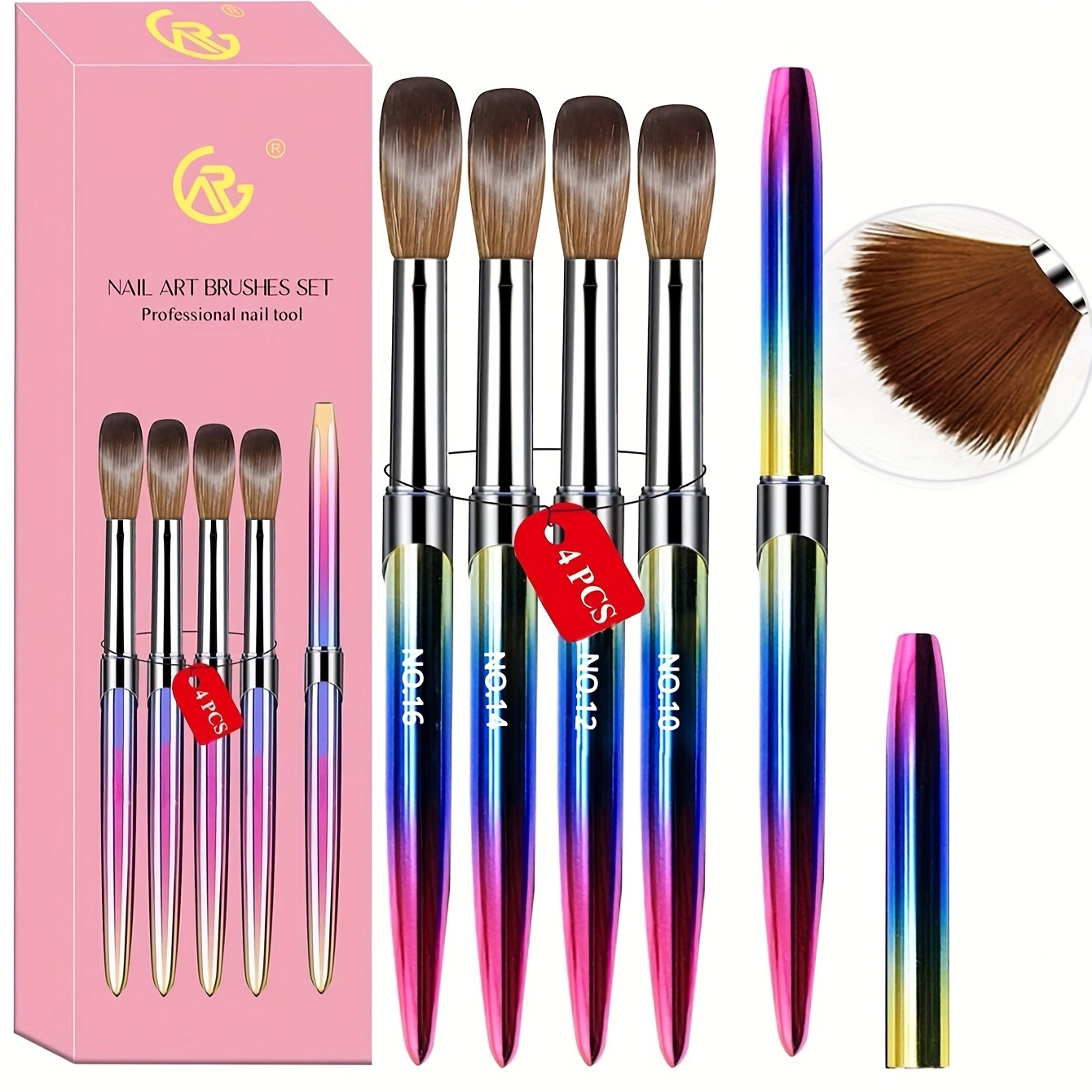 

4-piece Boxed Acrylic Nail Brush Set, Acrylic Paint Poly Extended Gel Brush, Nail Polish Carving Pen For Women's Household Solon Nail Brush