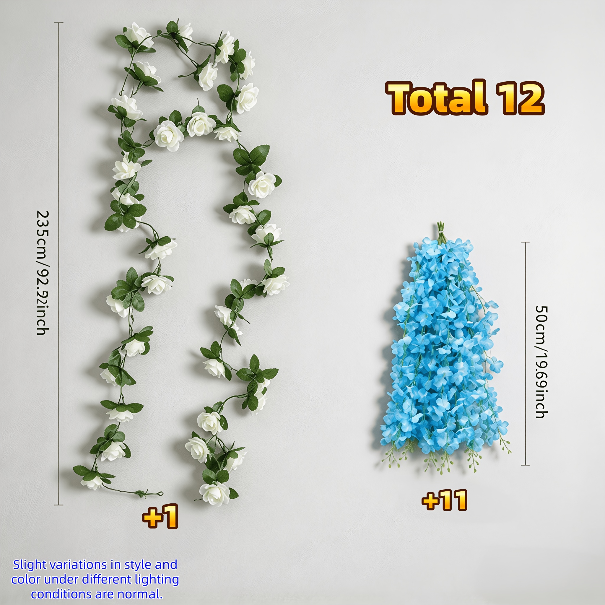 TEMU Pollen de simulation et fleurs de bleue avec fleurs de blanches - Convient pour , les fêtes, et les décorations - Centre de table toute l'année,