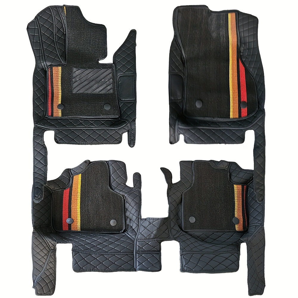 Image of 7pcs/set Car Floor Mats For For X2 2017-2022 F39 Double-layer Rugs Lines Luxurious Pvc Circle Pu Leather Floor Mat