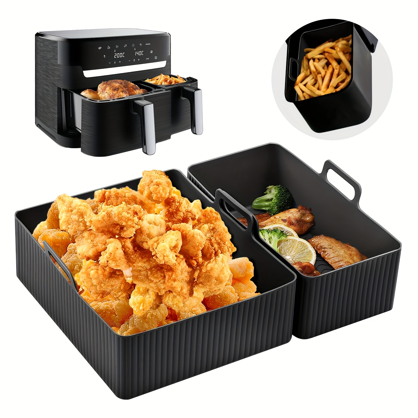 2Pcs Air Fryer Silicone Baking Tray Set Tefal Ey901840 Tower