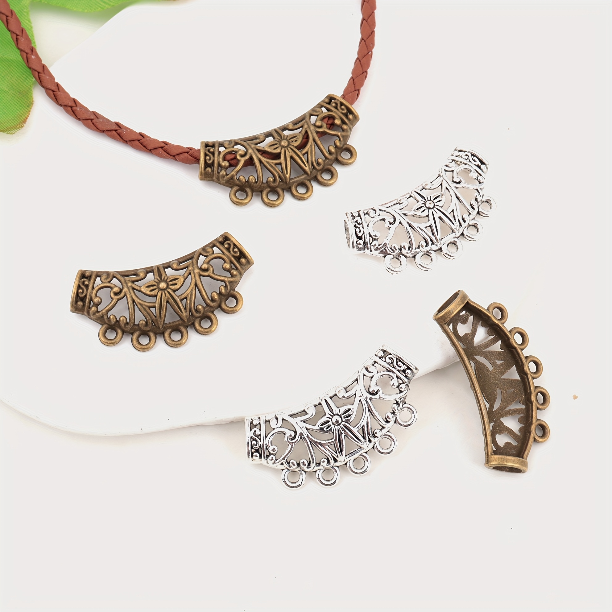 10pcs Hollow Vintage Tee Necklace Connectors