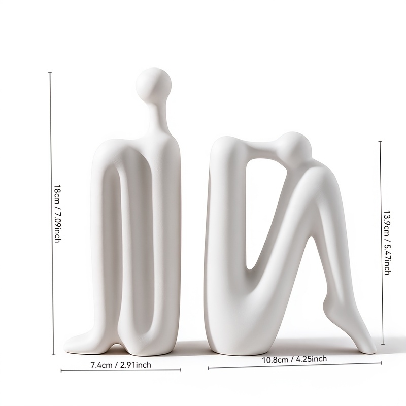 Set of 2 Modern Decorative Bookends, Abstract Human Figure Statues