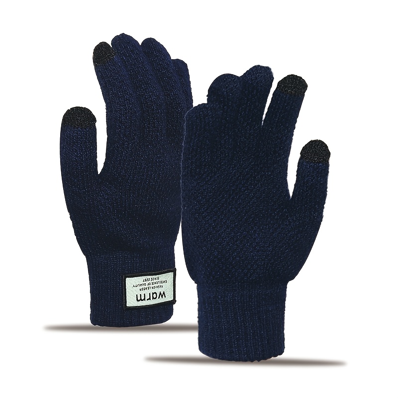 Gloves Warm-keeping And Cold-proof Touch Screen Men's Thickening Jacquard Warm-keeping Knitted Outdoor Cold-proof Finger In Autumn And Winter
