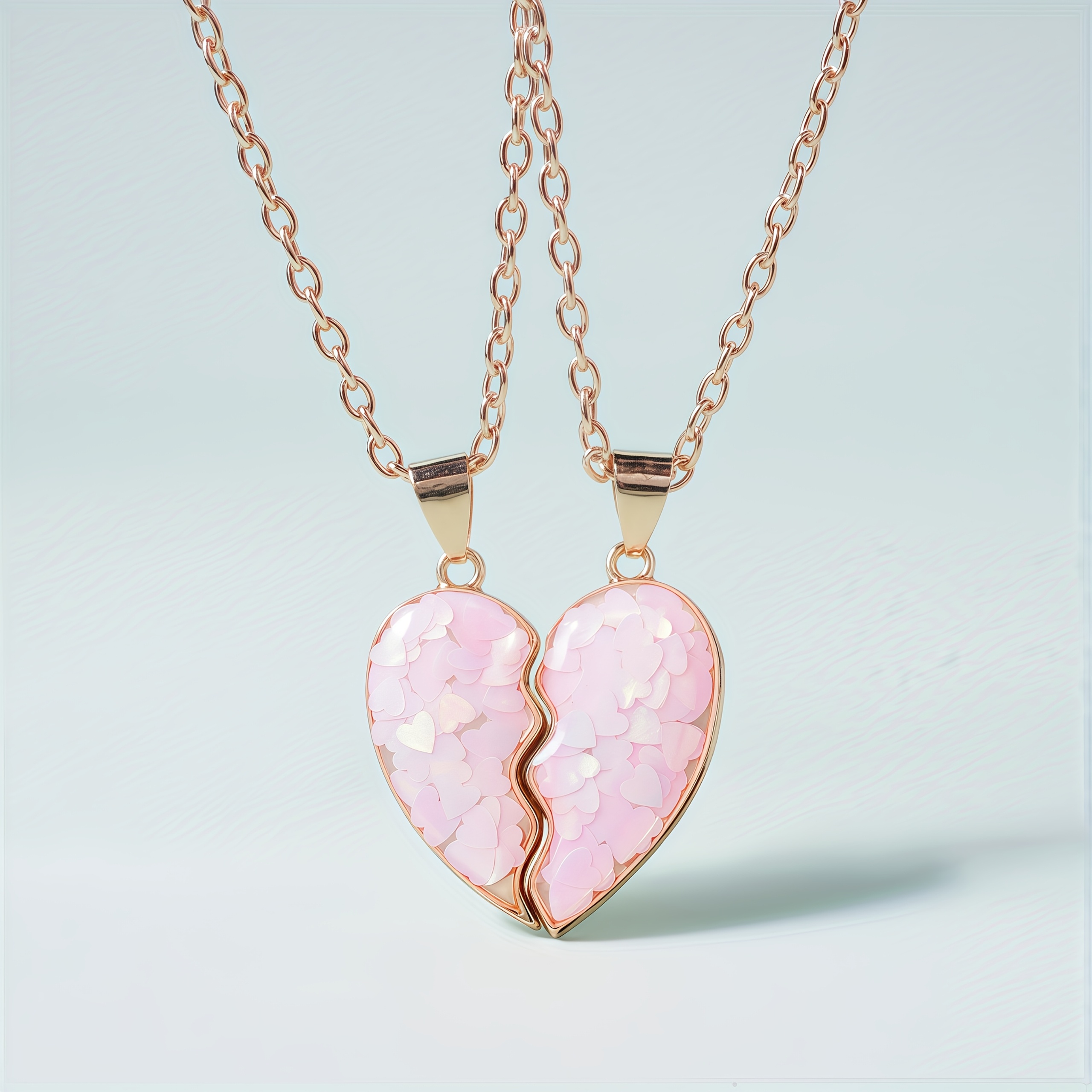 Heart-Shaped Pendant Necklace Set for BFFs and Couples