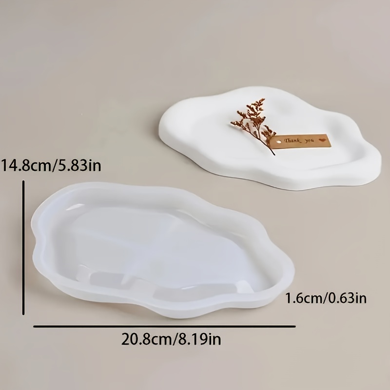 TEMU Moule en silicone résine - Moule en silicone de plateau de nuage irrégulier, accessoire de fond de tasse à café fait main, planche de rangement,